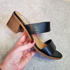 STEVE MADDEN Women's 8.5 Swift Block Heeled Sandals Shoes Leather Double Strap